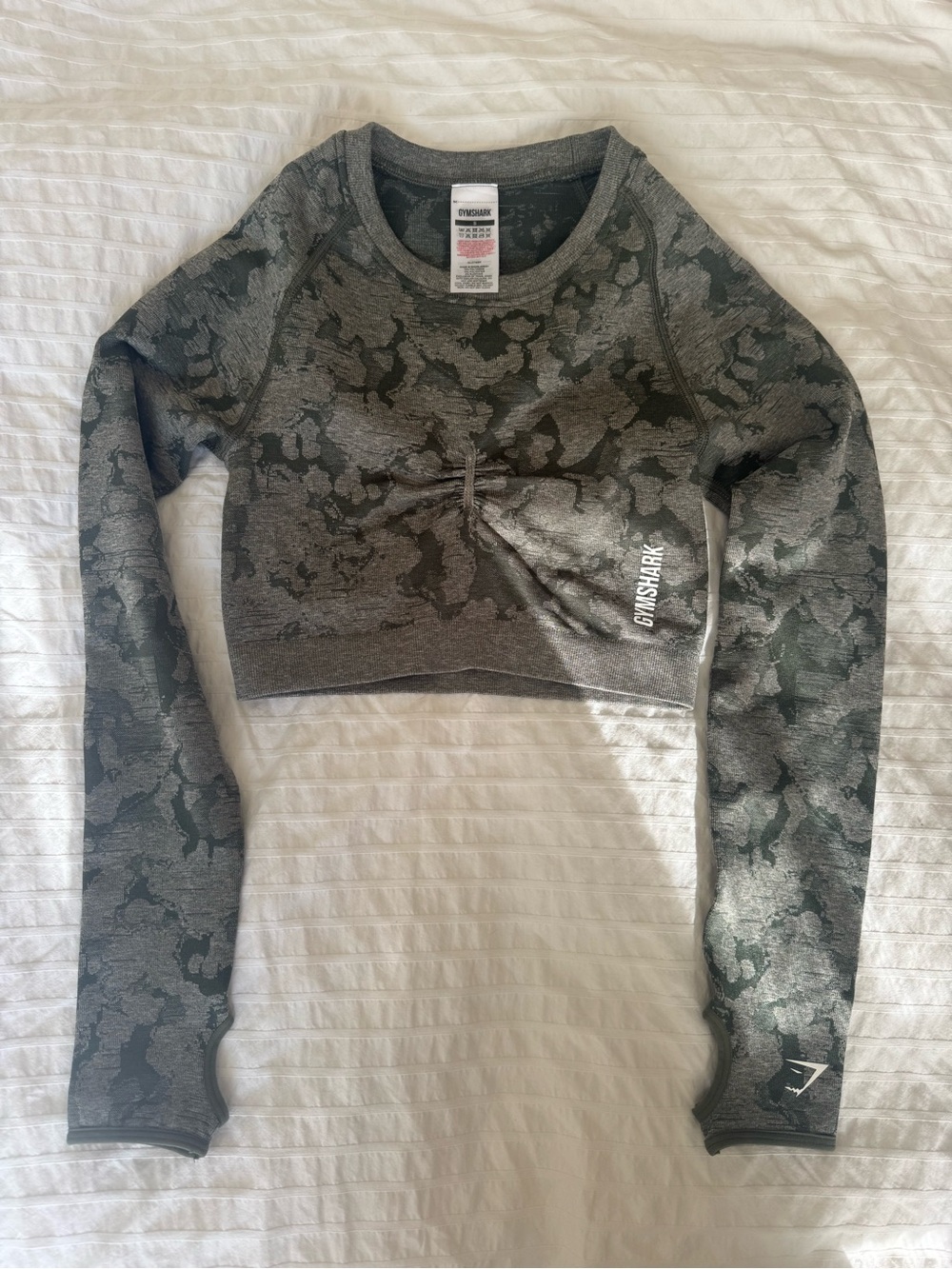Gymshark Green Camouflage Cropped Long Sleeve Top
